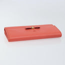 Salvatore Ferragamo Vala Long Wallet Leather Orange Gold Auth BA7289V-5