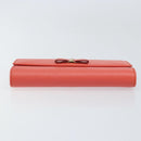 Salvatore Ferragamo Vala Long Wallet Leather Orange Gold Auth BA7289V-6