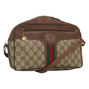 GUCCI GG Supreme Web Sherry Line Bag PVC Beige Gold 001 56 0860 Auth BA729-1
