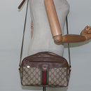 GUCCI GG Supreme Web Sherry Line Bag PVC Beige Gold 001 56 0860 Auth BA729-25
