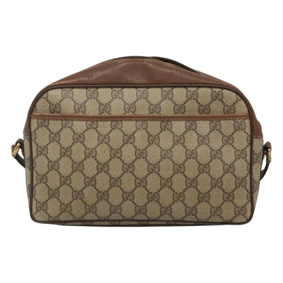 GUCCI GG Supreme Web Sherry Line Bag PVC Beige Gold 001 56 0860 Auth BA729