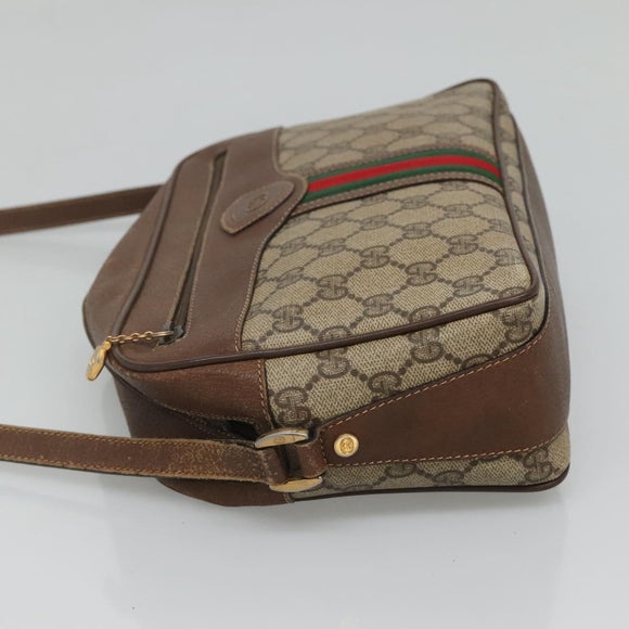 GUCCI GG Supreme Web Sherry Line Bag PVC Beige Gold 001 56 0860 Auth BA729