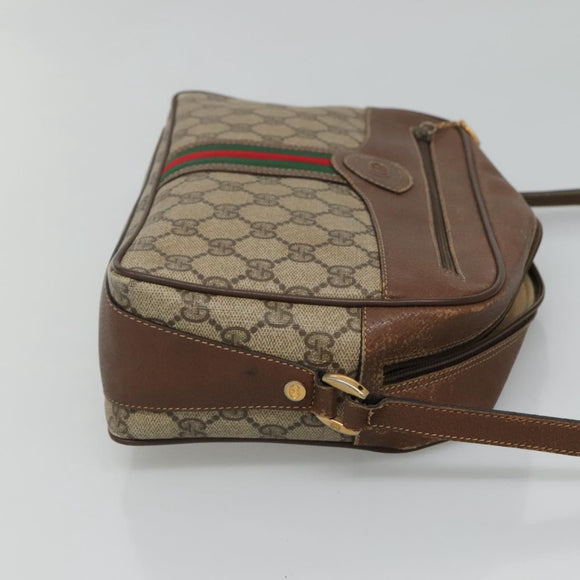 GUCCI GG Supreme Web Sherry Line Bag PVC Beige Gold 001 56 0860 Auth BA729