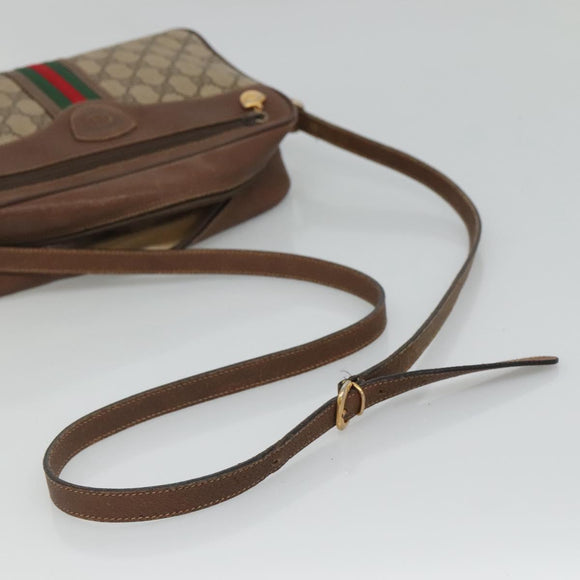 GUCCI GG Supreme Web Sherry Line Bag PVC Beige Gold 001 56 0860 Auth BA729