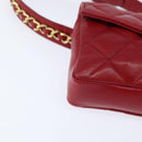 CHANEL Matelasse Waist Bag Lamb Skin Red Gold CC Auth BA7291-9