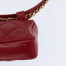 CHANEL Matelasse Waist Bag Lamb Skin Red Gold CC Auth BA7291-16