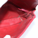 CHANEL Matelasse Waist Bag Lamb Skin Red Gold CC Auth BA7291-20