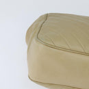 CHANEL Chain V Stitch Shoulder Bag Lamb Skin Beige Gold CC Auth BA7292-9