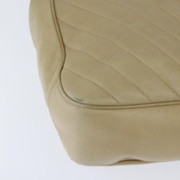 CHANEL Chain V Stitch Shoulder Bag Lamb Skin Beige Gold CC Auth BA7292