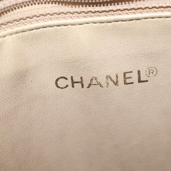 CHANEL Chain V Stitch Shoulder Bag Lamb Skin Beige Gold CC Auth BA7292