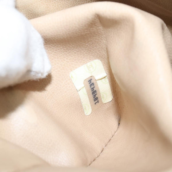 CHANEL Chain V Stitch Shoulder Bag Lamb Skin Beige Gold CC Auth BA7292