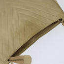 CHANEL Chain V Stitch Shoulder Bag Lamb Skin Beige Gold CC Auth BA7292-6