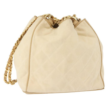 CHANEL Matelasse Chain Shoulder Bag Canvas Beige Gold CC Auth BA7293