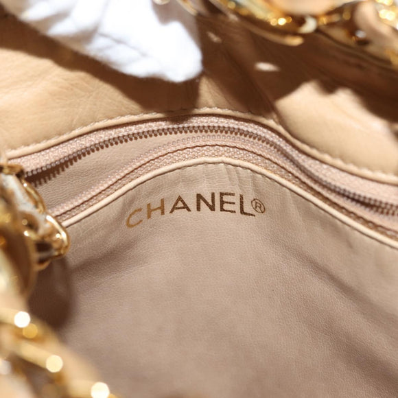 CHANEL Matelasse Chain Shoulder Bag Canvas Beige Gold CC Auth BA7293