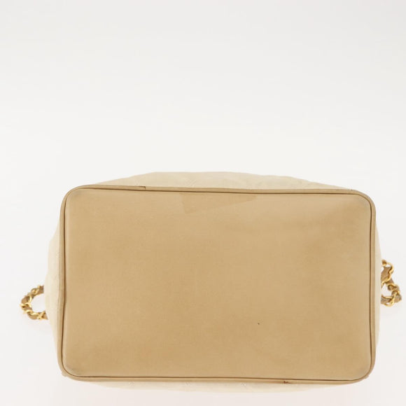 CHANEL Matelasse Chain Shoulder Bag Canvas Beige Gold CC Auth BA7293