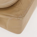 CHANEL Matelasse Chain Shoulder Bag Lamb Skin Beige Gold CC Auth BA7295-8