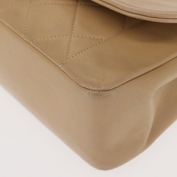 CHANEL Matelasse Chain Shoulder Bag Lamb Skin Beige Gold CC Auth BA7295