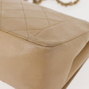 CHANEL Matelasse Chain Shoulder Bag Lamb Skin Beige Gold CC Auth BA7295-17