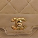 CHANEL Matelasse Chain Shoulder Bag Lamb Skin Beige Gold CC Auth BA7295-18