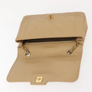 CHANEL Matelasse Chain Shoulder Bag Lamb Skin Beige Gold CC Auth BA7295-9