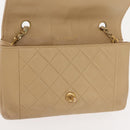 CHANEL Matelasse Chain Shoulder Bag Lamb Skin Beige Gold CC Auth BA7295-20