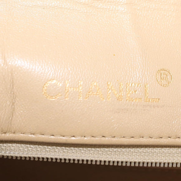 CHANEL Matelasse Chain Shoulder Bag Lamb Skin Beige Gold CC Auth BA7295