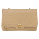 CHANEL Matelasse Chain Shoulder Bag Lamb Skin Beige Gold CC Auth BA7295-13