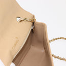 CHANEL Matelasse Chain Shoulder Bag Lamb Skin Beige Gold CC Auth BA7295-22