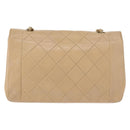 CHANEL Matelasse Chain Shoulder Bag Lamb Skin Beige Gold CC Auth BA7295-2