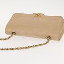 CHANEL Matelasse Chain Shoulder Bag Lamb Skin Beige Gold CC Auth BA7295-6