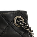 CHANEL Chain Matelasse Shoulder Bag Leather Black Silver CC Auth BA7297V-15