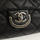 CHANEL Chain Matelasse Shoulder Bag Leather Black Silver CC Auth BA7297V-16