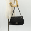 CHANEL Chain Matelasse Shoulder Bag Leather Black Silver CC Auth BA7297V-29