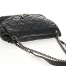 CHANEL Chain Matelasse Shoulder Bag Leather Black Silver CC Auth BA7297V-6