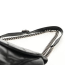 CHANEL Chain Matelasse Shoulder Bag Leather Black Silver CC Auth BA7297V-9