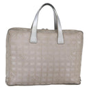 CHANEL New Travel Line Tote Bag Nylon Silver CC Auth BA7299-1
