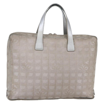 CHANEL New Travel Line Tote Bag Nylon Silver CC Auth BA7299