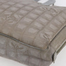 CHANEL New Travel Line Tote Bag Nylon Silver CC Auth BA7299-9