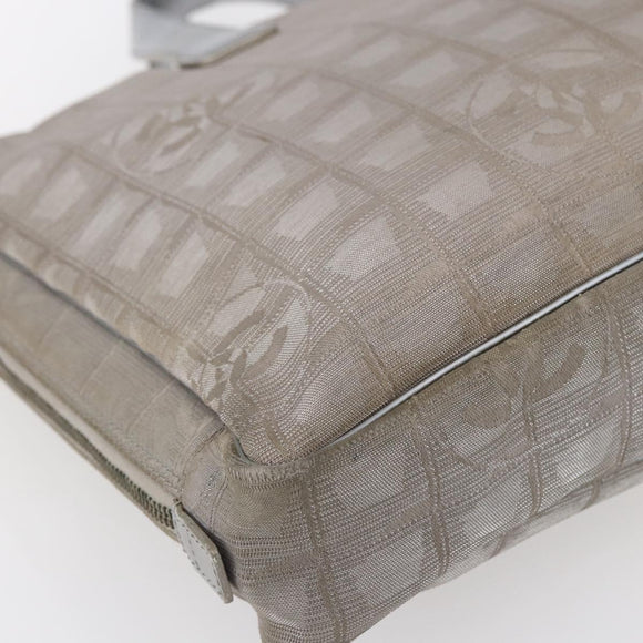 CHANEL New Travel Line Tote Bag Nylon Silver CC Auth BA7299