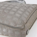 CHANEL New Travel Line Tote Bag Nylon Silver CC Auth BA7299-15