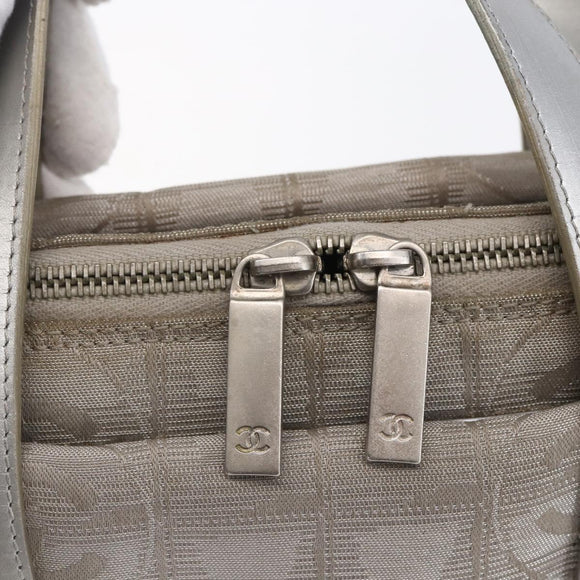 CHANEL New Travel Line Tote Bag Nylon Silver CC Auth BA7299