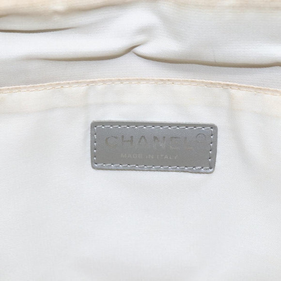 CHANEL New Travel Line Tote Bag Nylon Silver CC Auth BA7299