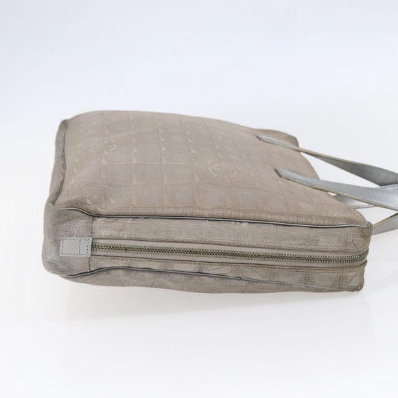 CHANEL New Travel Line Tote Bag Nylon Silver CC Auth BA7299