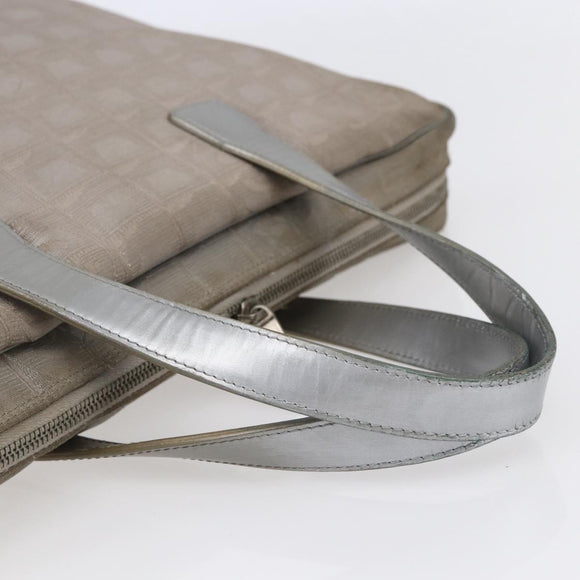 CHANEL New Travel Line Tote Bag Nylon Silver CC Auth BA7299