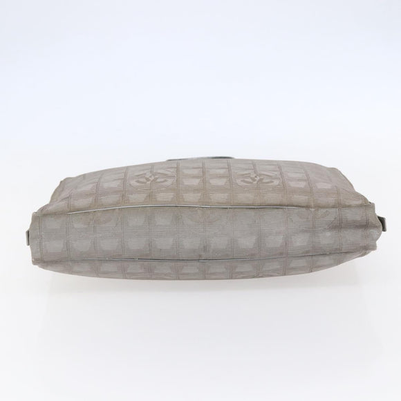 CHANEL New Travel Line Tote Bag Nylon Silver CC Auth BA7299