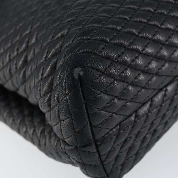 BALLY Hand Bag Leather Black Gold Auth BA7301