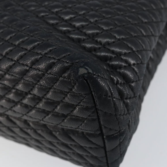 BALLY Hand Bag Leather Black Gold Auth BA7301