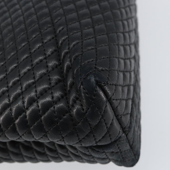 BALLY Hand Bag Leather Black Gold Auth BA7301