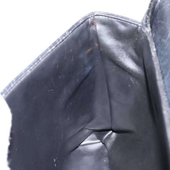 BALLY Hand Bag Leather Black Gold Auth BA7301