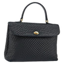 BALLY Hand Bag Leather Black Gold Auth BA7301-1